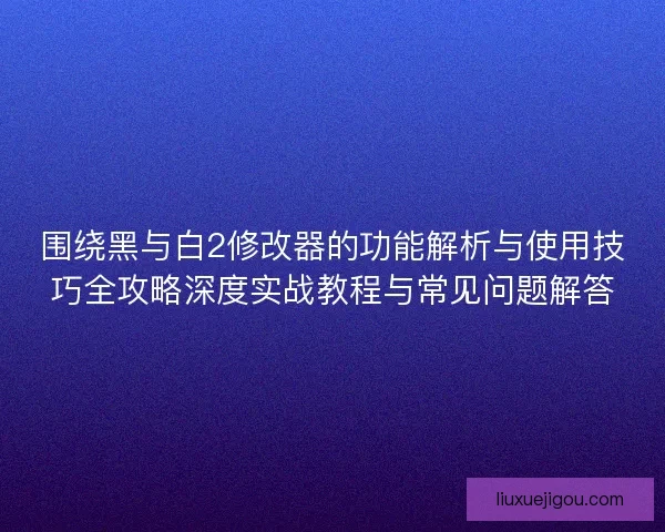 围绕黑与白2修改器的功能解析与使用技巧全攻略深度实战教程与常见问题解答