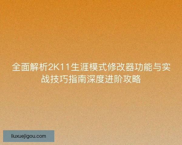 全面解析2K11生涯模式修改器功能与实战技巧指南深度进阶攻略