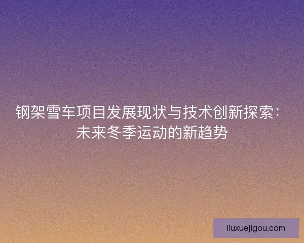 钢架雪车项目发展现状与技术创新探索：未来冬季运动的新趋势